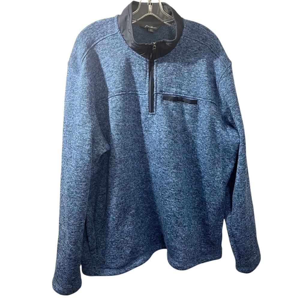 Eddie Bauer Men’s XXL Blue 1/4 Zip Pullover Sweater Fleece Mock Neck